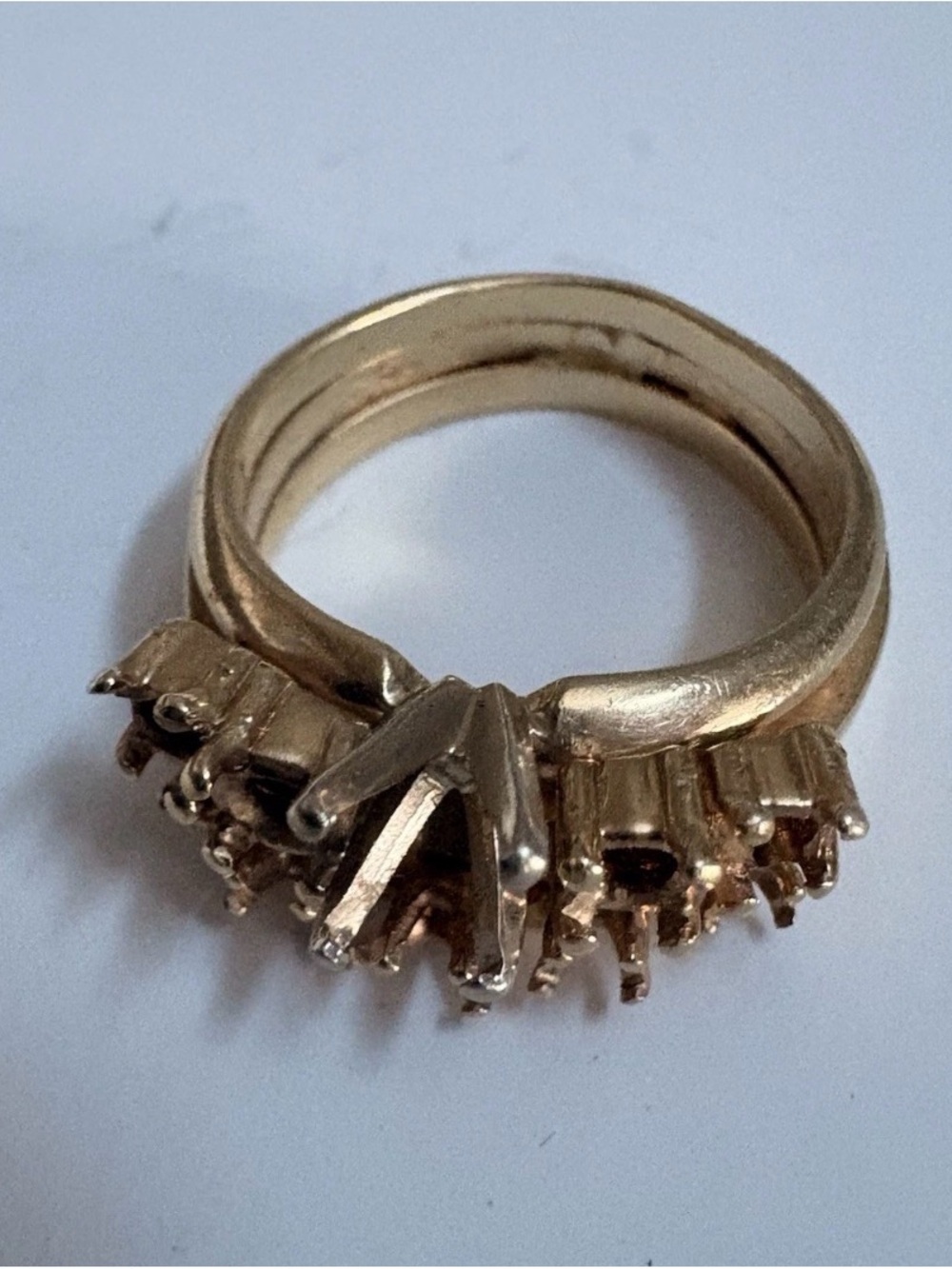 14K Solid Gold Empty Diamond Ring Setting Wedding Set 7.38g Size 6.5